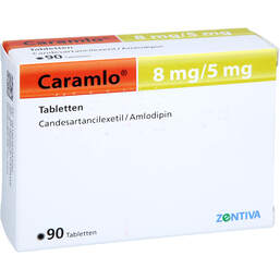 Abbildung: Caramlo 8 mg / 5 mg Tabletten 90 St, Tabletten PZN 18734375