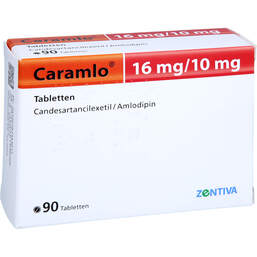 Abbildung: Caramlo 16 mg / 10 mg Tabletten 90 St, Tabletten PZN 18734381