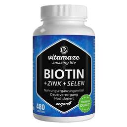 Abbildung: Biotin 10 mg hochdosiert + Zink + Selen Tabletten 480 St, Tabletten PZN 18735334