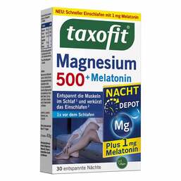 Abbildung: Taxofit Magnesium 500 Nacht + Melatonin Tabletten 30 St, Tabletten PZN 18739651