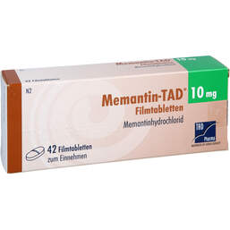 Abbildung: Memantin-TAD 10 mg Filmtabletten 42 St, Filmtabletten PZN 18739728