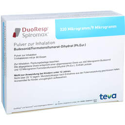 Abbildung: Duoresp Spiromax 320µg / 9 µg / Dosis 3x60ED Inh.-Pulver  3 St, Inhalationspulver PZN 18739869