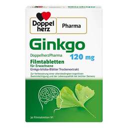 Abbildung: Ginkgo DoppelherzPharma 120 mg Filmtabletten 30 St, Filmtabletten PZN 18746094