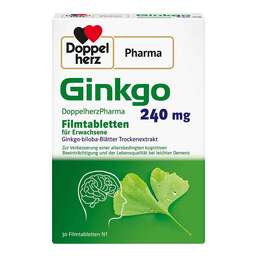 Abbildung: Ginkgo DoppelherzPharma 240 mg Filmtabletten 30 St, Filmtabletten PZN 18746119