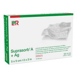Abbildung: Suprasorb A + Ag Antimik.Cal.Alginat Kompresse 5x5 cm 10 St, Kompressen PZN 18749738