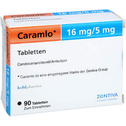 Abbildung: Caramlo 16 mg / 5 mg Tabletten 90 St, Tabletten PZN 18752522