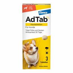 Abbildung: AdTab™ Kautabletten für mittelgroße Hunde 225 mg 5,5 bis 11 kg 3 St, Kautabletten PZN 18752657