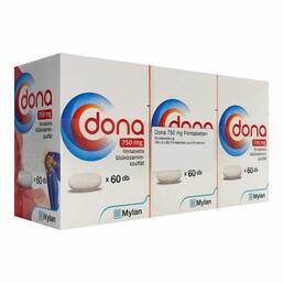 Abbildung: Dona 750 mg Filmtabletten 180 St, Filmtabletten PZN 18754739 
