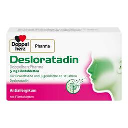 Abbildung: Desloratadin Doppelherzpharma 5 mg Filmtabletten 100 St, Filmtabletten PZN 18761811