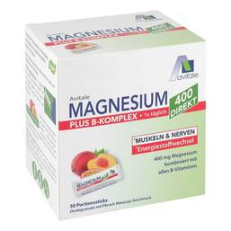Abbildung: Magnesium 400 + B-Komplex direkt Pfirsich Maracuja Granulat Sticks 50X2.5 g, Granulat PZN 18769310