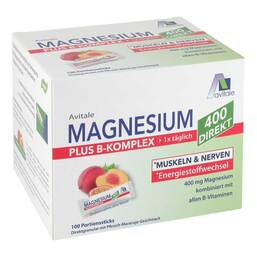 Abbildung: Magnesium 400 + B-Komplex direkt Pfirsich Maracuja Granulat Sticks 100X2.5 g, Granulat PZN 18769327