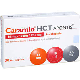 Abbildung: Caramlo HCT Apontis 16 mg / 10 mg / 12,5 mg Hartkapseln 30 St, Hartkapseln PZN 18770046
