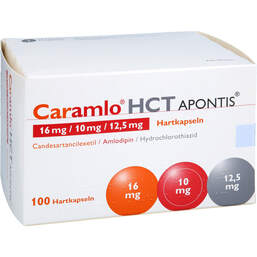 Abbildung: Caramlo HCT Apontis 16 mg / 10 mg / 12,5 mg Hartkapseln  100 St, Hartkapseln PZN 18770052
