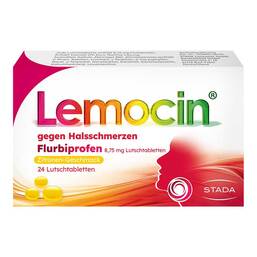 Abbildung: Lemocin gegen Halsschm.Flurbiprofen 8,75 mg Lut. 24 St, Lutschtabletten PZN 18770939