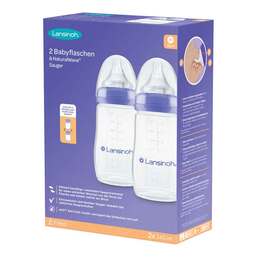 Abbildung: Lansinoh Naturalwave Babyflaschen 240ml & Sauger M 2 St, Flaschen PZN 18771614