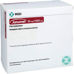 Abbildung: Janumet 50 mg / 1000 mg Filmtabletten 196 St, Filmtabletten PZN 18777404
