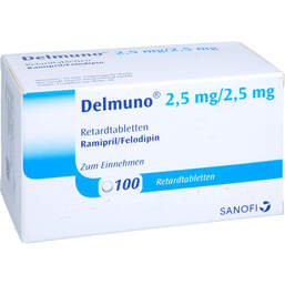 Abbildung: Delmuno 2,5 / 2,5 mg Retardtabletten 100 St, Retard-Tabletten PZN 18783066
