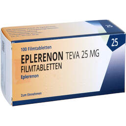 Abbildung: Eplerenon Teva 25 mg Filmtabletten 100 St, Filmtabletten PZN 18783089
