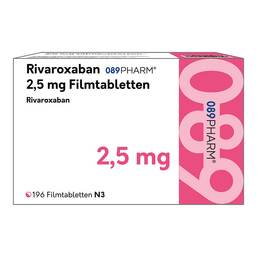 Abbildung: Rivaroxaban 089PHARM 2,5 mg Filmtabletten 196 St, Filmtabletten PZN 18793018