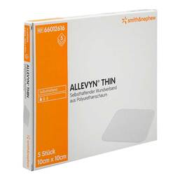 Abbildung: Allevyn Thin 10x10 cm dünne Wundauflage 5 St, Verband PZN 18799481