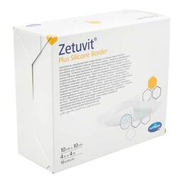 Abbildung: Zetuvit Plus Silicone Border steril 10x10 cm 10 St, Kompressen PZN 18799564