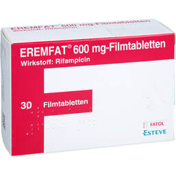 Abbildung: Eremfat 600 mg Filmtabletten 30 St, Filmtabletten PZN 18803194