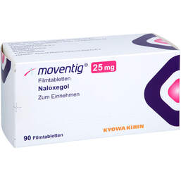 Abbildung: Moventig 25 mg Filmtabletten 90 St, Filmtabletten PZN 18804319