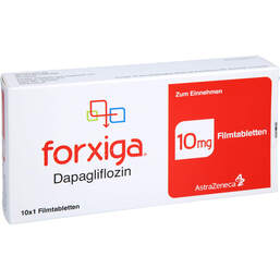 Abbildung: Forxiga 10 mg Filmtabletten 10 St, Filmtabletten PZN 18804561