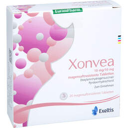 Abbildung: Xonvea 10 mg / 10 mg magensaftresistente Tabletten 20 St, Tabletten magensaftresistent PZN 18806353