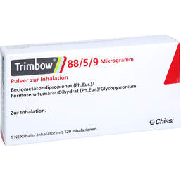 Abbildung: Trimbow 88 / 5 / 9 µg 120ED Pulver zur Inhalation Nexthaler 1 St, Inhalationspulver PZN 18806643