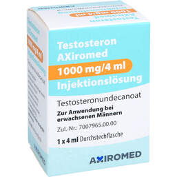 Abbildung: Testosteron Axiromed 1000 mg / 4 ml Injektionslösung 1 St, Injektionslösung PZN 18807393