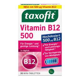 Abbildung: Taxofit Vitamin B12 500 Minitabletten 30 St, Tabletten PZN 18814795