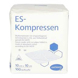 Abbildung: ES-Kompressen unsteril 10x10 cm 12fach 100 St, Kompressen PZN 18817109