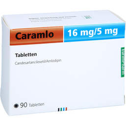 Abbildung: Caramlo 16 mg / 5 mg Tabletten 90 St, Tabletten PZN 18822352