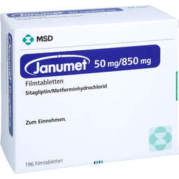 Abbildung: Janumet 50 mg / 850 mg Filmtabletten 196 St, Filmtabletten PZN 18822375
