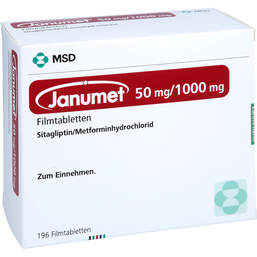 Abbildung: Janumet 50 mg / 1000 mg Filmtabletten 196 St, Filmtabletten PZN 18822398