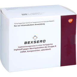 Abbildung: Bexsero Injektionssuspension in einer Fertigspritze 10X0.5 ml, Injektionssuspension PZN 18823162