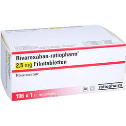 Abbildung: Rivaroxaban-ratiopharm 2,5 mg Filmtabletten 1X196 St, Filmtabletten PZN 18826717