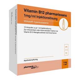 Abbildung: Vitamin B12 Pharmarissano 1 mg / ml Injektionslösung Ampulle  100X1 ml, Injektionslösung PZN 18833924 