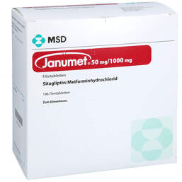 Abbildung: Janumet 50 mg / 1000 mg Filmtabletten 196 St, Filmtabletten PZN 18840427