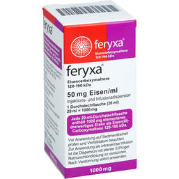 Abbildung: Feryxa 50 mg Eisen / ml Injektion - / Infusion -Dispers.1000mg 1X20 ml, Injektions- und Infusionsdispersion PZN 18841036