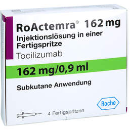 Abbildung: Roactemra 162 mg Injektionslösung in einer Fertigspritze  4 St, Injektionslösung in einer Fertigspritze PZN 18844141