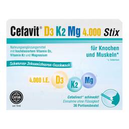 Abbildung: Cefavit D3 K2 Mg 4.000 I.E. Stix Granulat 36 St, Granulat PZN 18849397