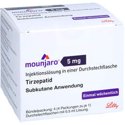 Abbildung: Mounjaro 5 mg Injektionslösung i.e.Dsflasche 4 St, Injektionslösung PZN 18863523