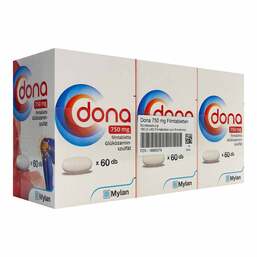 Abbildung: Dona 750 mg Filmtabletten 180 St, Filmtabletten PZN 18880579 