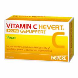 Abbildung: Vitamin C Hevert 500 mg gepuffert Kapseln 60 St, Kapseln PZN 18889959