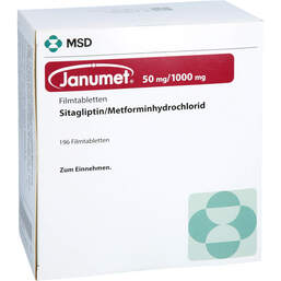 Abbildung: Janumet 50 mg / 1000 mg Filmtabletten 196 St, Filmtabletten PZN 18891117