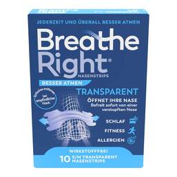 Abbildung: Besser Atmen Breathe Right Nasenpflaster normal transparent 10 St, Pflaster PZN 18891844
