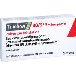 Abbildung: Trimbow 88 / 5 / 9 µg 120ED Pulver zur Inhalation Nexthaler 1 St, Inhalationspulver PZN 18905954