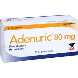 Abbildung: Adenuric 80 mg Filmtabletten 84 St, Filmtabletten PZN 18908036